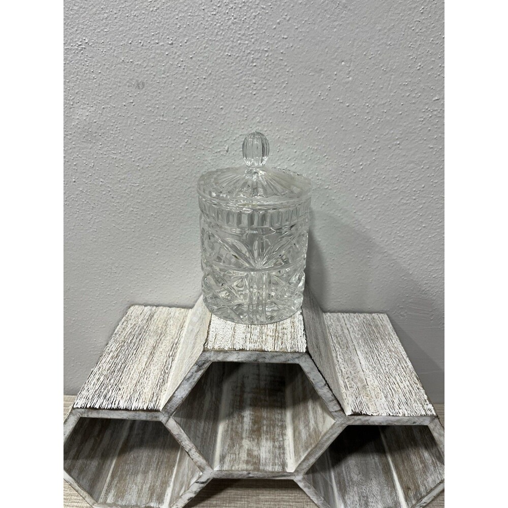 Vintage Pinwheel Crystal Biscuit Jar Covered Candy Dish Lid 24% Lead 6"
